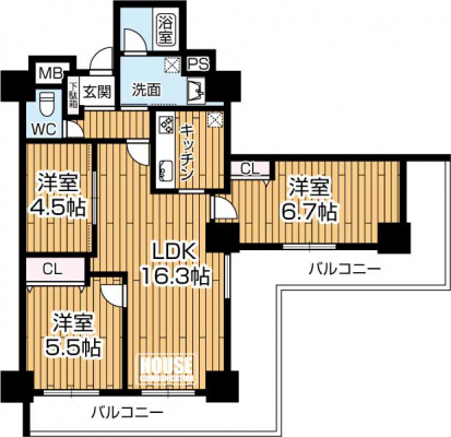 間取り図（販１マンション）　◆専有面積71.49�u、3LDK
