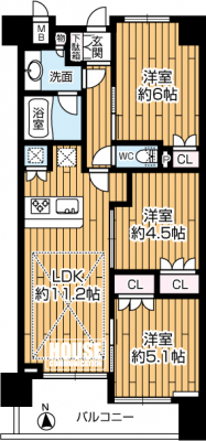 Ԏ}îP}Vj@3LDKALʐ58.43uAoRj[ʐ7.7u