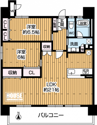 間取り図（販１マンション）　14階建て8階部分！ 南西角部屋・専有面積：72.90�uの２ＬＤＫ！