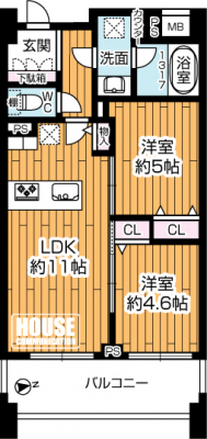 Ԏ}îP}Vj@2LDKALʐ48.01uAoRj[ʐ9.72u