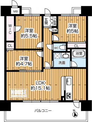 �Ԏ��}�i�̂P�}���V�����j�@��L�ʐ�66.4�u�A3LDK�^�C�v�̂������ł��B