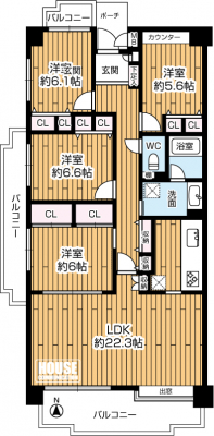 Ԏ}îP}Vj@4LDKAi6500~ALʐ107.83uoRj[ʐ22.99uAE2ʃoRj[