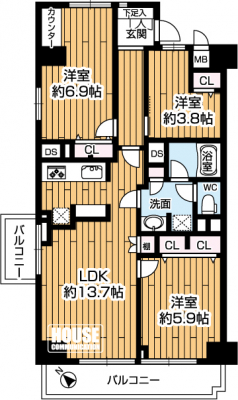 Ԏ}îP}Vj@3LDKELʐ68.32uEoRj[ʐ9.97u