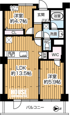 �Ԏ��}�i�̂P�}���V�����j�@��2LDK�E��L�ʐ�52.77�u�E�o���R�j�[�ʐ�8.26�u