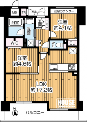 �Ԏ��}�i�̂P�}���V�����j�@��L�ʐ�58.09�u�A2LDK