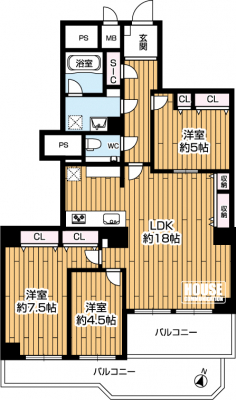 Ԏ}îP}Vj@3LDKELʐ81.81uEoRj[ʐ17.99u