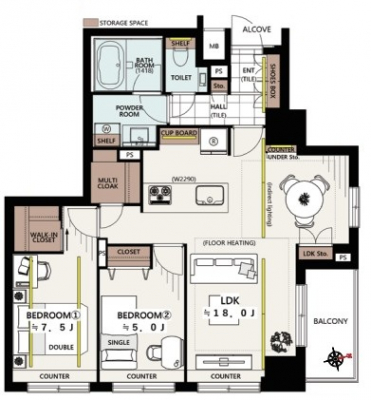 Ԏ}îP}Vj@2LDKALʐ68.212AoRj[ʐ4.492