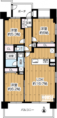 Ԏ}îP}Vj@E̊pZˁA3LDK^Cv̂łB