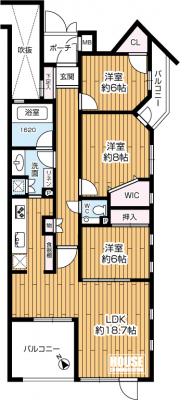 Ԏ}îP}Vj@3LDKALʐ88.02m2AoRj[ʐ11.88m2