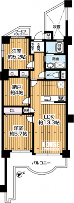 Ԏ}îP}Vj@2LDK+Si[ˁjAi1999~ALʐ62.59m2AoRj[ʐ12.4m2