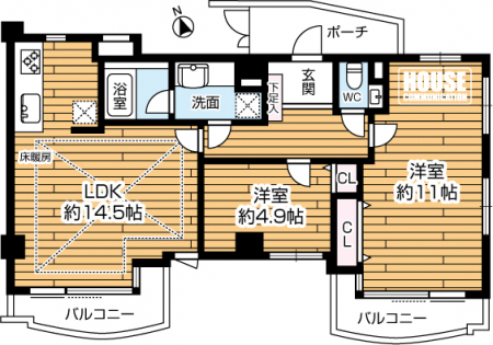 �Ԏ��}�i�̂P�}���V�����j�@�쐼�E����E�k��3���p�Z�ˁE3�ʍ̌��@�z������E�̌��E�ʕ��ǍD�I