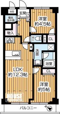 �Ԏ��}�i�̂P�}���V�����j�@��2LDK�E��L�ʐ�54�u�E�o���R�j�[�ʐ�5.40�u