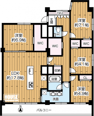 �Ԏ��}�i�̂P�}���V�����j�@��4LDK�E��L�ʐ�110.17�u�E�o���R�j�[�ʐ�13.68�u