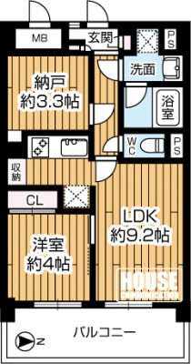 �Ԏ��}�i�̂P�}���V�����j�@��1SLDK�E��L�ʐ�40.56�u�E�o���R�j�[�ʐ�8.40�u