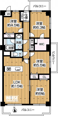 �Ԏ��}�i�̂P�}���V�����j�@ 4LDK�A���i3980���~�A��L�ʐ�83.84�u�o���R�j�[�ʐ�17.52�u�A�쓌�p�����A��E���E�k3�ʃo���R�j�[��