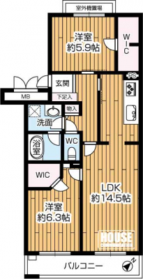 �Ԏ��}�i�̂P�}���V�����j�@��2LDK�E��L�ʐ�63.72�u�E�o���R�j�[�ʐ�7.79�u