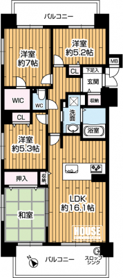 �Ԏ��}�i�̂P�}���V�����j�@��L�ʐ�86.94�u�A�쐼�����p�Z�˂�4LDK�^�C�v�ł��B