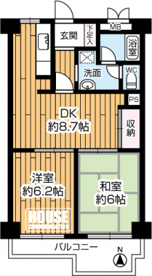 �Ԏ��}�i�̂P�}���V�����j�@2DK�A���i1050���~�A��L�ʐ�50.96�u�o���R�j�[�ʐ�6.77�u�A������o���R�j�[��