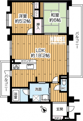 �Ԏ��}�i�̂P�}���V�����j�@��L�ʐ�68.4�u�A2LDK�^�C�v�̂������ł��B