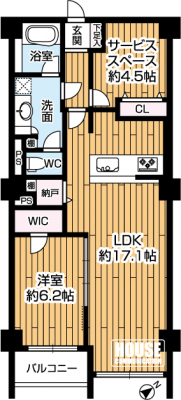 �Ԏ��}�i�̂P�}���V�����j�@1SLDK�A��L�ʐ�62.64�u�A�o���R�j�[��L�ʐ�3.24�u