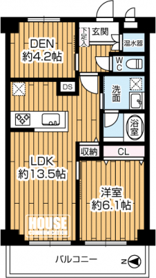 �Ԏ��}�i�̂P�}���V�����j�@��1SLDK�A��L�ʐ�51.26�u�A�o���R�j�[�ʐ�4.95�u