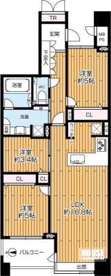 �Ԏ��}�i�̂P�}���V�����j�@��3LDK�A��L�ʐ�70.00��2�A�o���R�j�[�ʐ�5.40��2