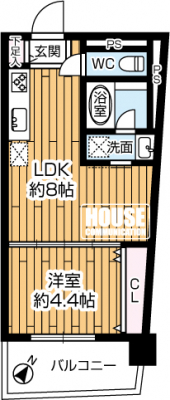 �Ԏ��}�i�̂P�}���V�����j�@��1LDK�A��L�ʐ�30.60�u�A�x�����_�ʐ�2.48�u