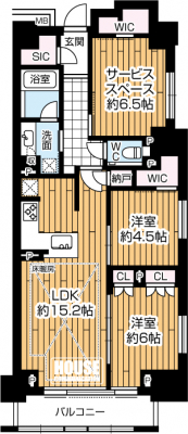 �Ԏ��}�i�̂P�}���V�����j�@��2SLDK�A��L�ʐ�76.05�u�A�o���R�j�[�ʐ�6.37�u