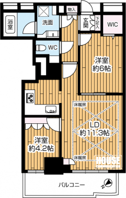 �Ԏ��}�i�̂P�}���V�����j�@��2LDK�A��L�ʐ�55.40��2�A�o���R�j�[�ʐ�8.66��2