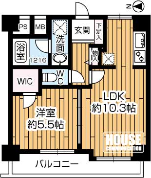 �Ԏ��}�i�̂P�}���V�����j�@��1LDK�A��L�ʐ�40.81�u�A�o���R�j�[�ʐ�6.48�u