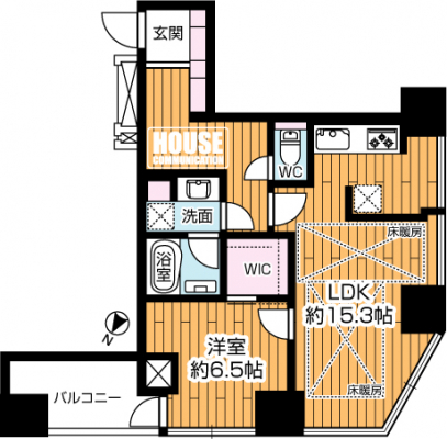 �Ԏ��}�i�̂P�}���V�����j�@��1LDK�A��L�ʐ�55.00�u�A�o���R�j�[�ʐ�6.20�u