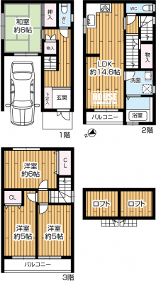 �Ԏ��}�i�̂P�ˌ��j�@3499���~�B4LDK+2���t�g�t���B�y�n�ʐ�50.76�u�A�����ʐ�105.35�u�B