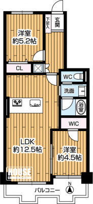 �Ԏ��}�i�̂P�}���V�����j�@��2LDK�A��L�ʐ�55.18�u�A�o���R�j�[�ʐ�7.13�u