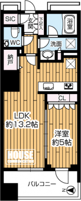 �Ԏ��}�i�̂P�}���V�����j�@��1LDK�A��L�ʐ�44.77m2�A�o���R�j�[�ʐ�8.1m2