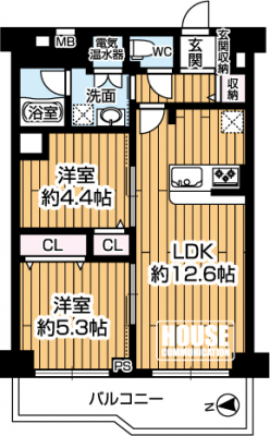 �Ԏ��}�i�̂P�}���V�����j�@��2LDK�E��L�ʐ�52.20�u�E�o���R�j�[�ʐ�8.20�u