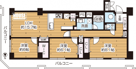 �Ԏ��}�i�̂P�}���V�����j�@��L�ʐ�90.36�u�A3LDK