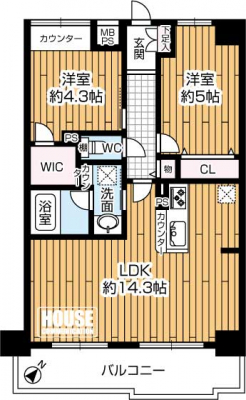 �Ԏ��}�i�̂P�}���V�����j�@��2LDK�E��L�ʐρF55.20�u�E�o���R�j�[�ʐρF7.72�u