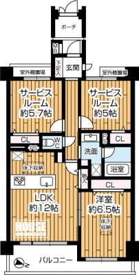 �Ԏ��}�i�̂P�}���V�����j�@��1SSLDK�A��L�ʐ�66.47m2�A�o���R�j�[�ʐ�9.30m2