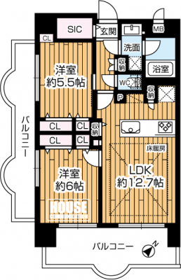 �Ԏ��}�i�̂P�}���V�����j�@��2LDK�A��L�ʐ�56.66m2�A�o���R�j�[�ʐ�18.23m2