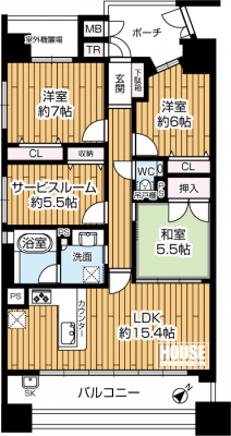 �Ԏ��}�i�̂P�}���V�����j�@��L�ʐ�88.04�u�A3LDK+S