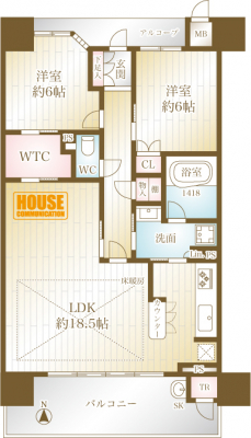 �Ԏ��}�i�̂P�}���V�����j�@2LDK�B���i�F3300���~�B��L�ʐ�70.74�u�A�o���R�j�[�ʐ�11.54�u�B