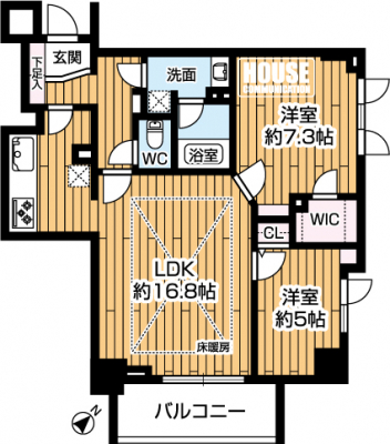 �Ԏ��}�i�̂P�}���V�����j�@��2LDK�A��L�ʐ�65.62m2�A�o���R�j�[�ʐ�6.39m2