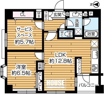 �Ԏ��}�i�̂P�}���V�����j�@��1SLDK�A��L�ʐ�56.50��2�A�o���R�j�[�ʐ�3.36��2