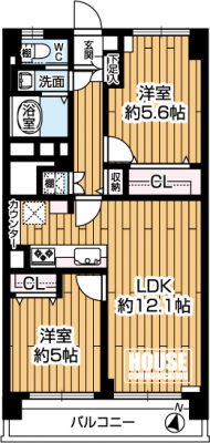 �Ԏ��}�i�̂P�}���V�����j�@��2LDK�A��L�ʐ�50.87m2�A�o���R�j�[�ʐϕs��