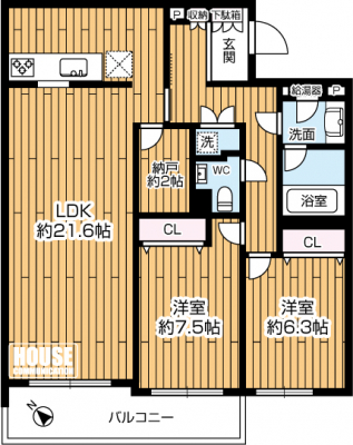 �Ԏ��}�i�̂P�}���V�����j�@��2SLDK�A��L�ʐ�88.81m2�A�o���R�j�[�ʐ�8.58m2