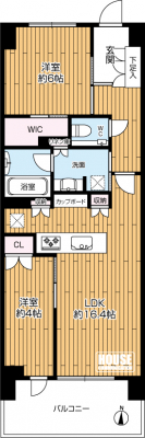 �Ԏ��}�i�̂P�}���V�����j�@��2LDK�A��L�ʐ�55.03m2�A�o���R�j�[�ʐ�9.2m2