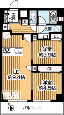 �Ԏ��}�i�̂P�}���V�����j�@��2LD���A��L�ʐ�42.66m2�A�o���R�j�[�ʐ�5.00m2