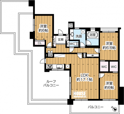 �Ԏ��}�i�̂P�}���V�����j�@��3LDK�E��L�ʐ�87.66�u�E���[�t�o���R�j�[�ʐ�35.69�u