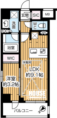 �Ԏ��}�i�̂P�}���V�����j�@��1LDK�A��L�ʐ�31.52m2�A�o���R�j�[�ʐ�5.20m2