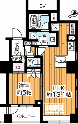 �Ԏ��}�i�̂P�}���V�����j�@��1LDK�A��L�ʐ�46.14m2�A�o���R�j�[�ʐ�3.88m2